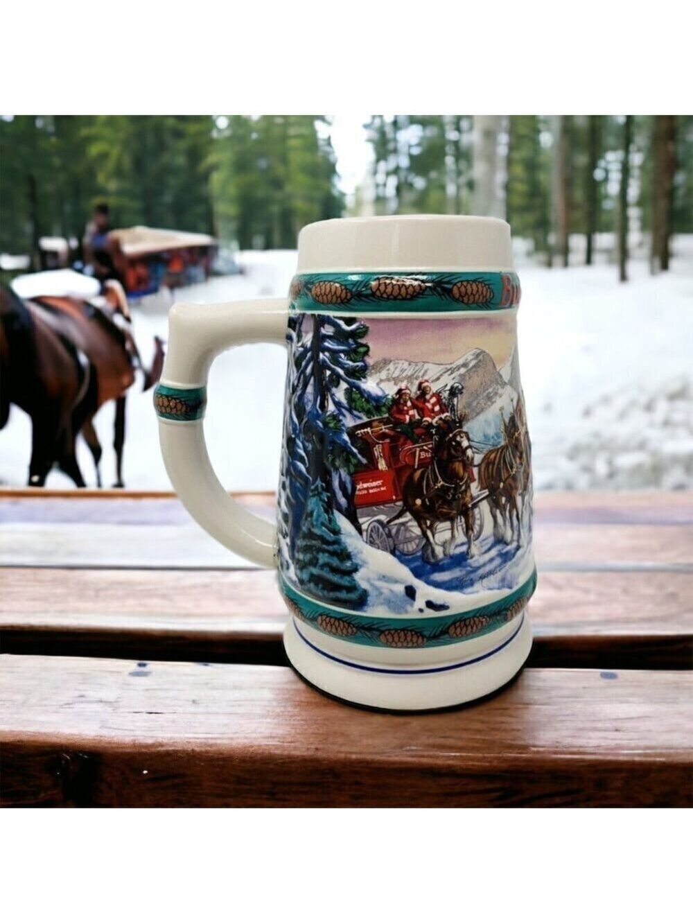 Anheuser Busch BUDWEISER BEER STEIN 3D 1993 Special Delivery Clydesdale Holiday
